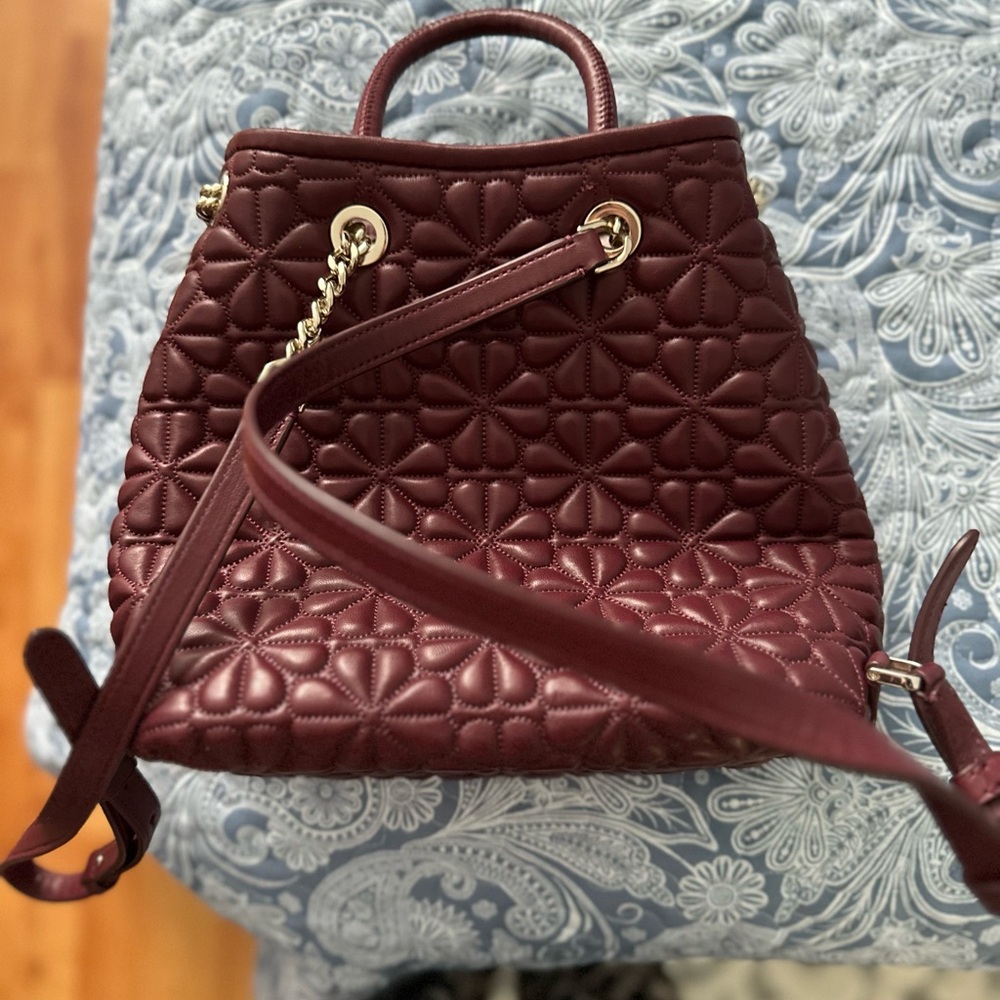 Kate Spade Maroon Quilted Backpack - Picture 3 of 5